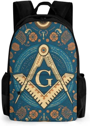 Lightweight Rucksacks for Camping Picnic Walking Cycling - Large Capacity Multipurpose Anti-Theft Carry On Bag, Gold Freemason Freemasonry Masonic Art Travel Hiking & Camping Rucksack