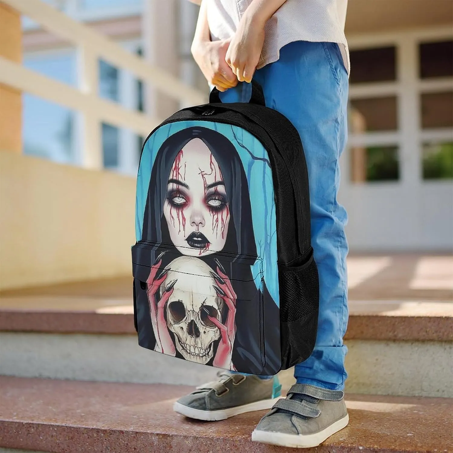 Lightweight Rucksacks for Camping Picnic Walking Cycling - Large Capacity Multipurpose Anti-Theft Carry On Bag, Goth Gotik Gothic Women Woman Skull Art Travel Hiking & Camping Rucksack