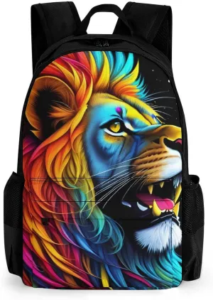 Lightweight Rucksacks for Climbing Outdoors Walking Cycling - Large Capacity Anti-Theft Multipurpose Carry On Bag, Cool Lion In The Universe Surreal Style Splatter Art Camping Outdoor Backpack