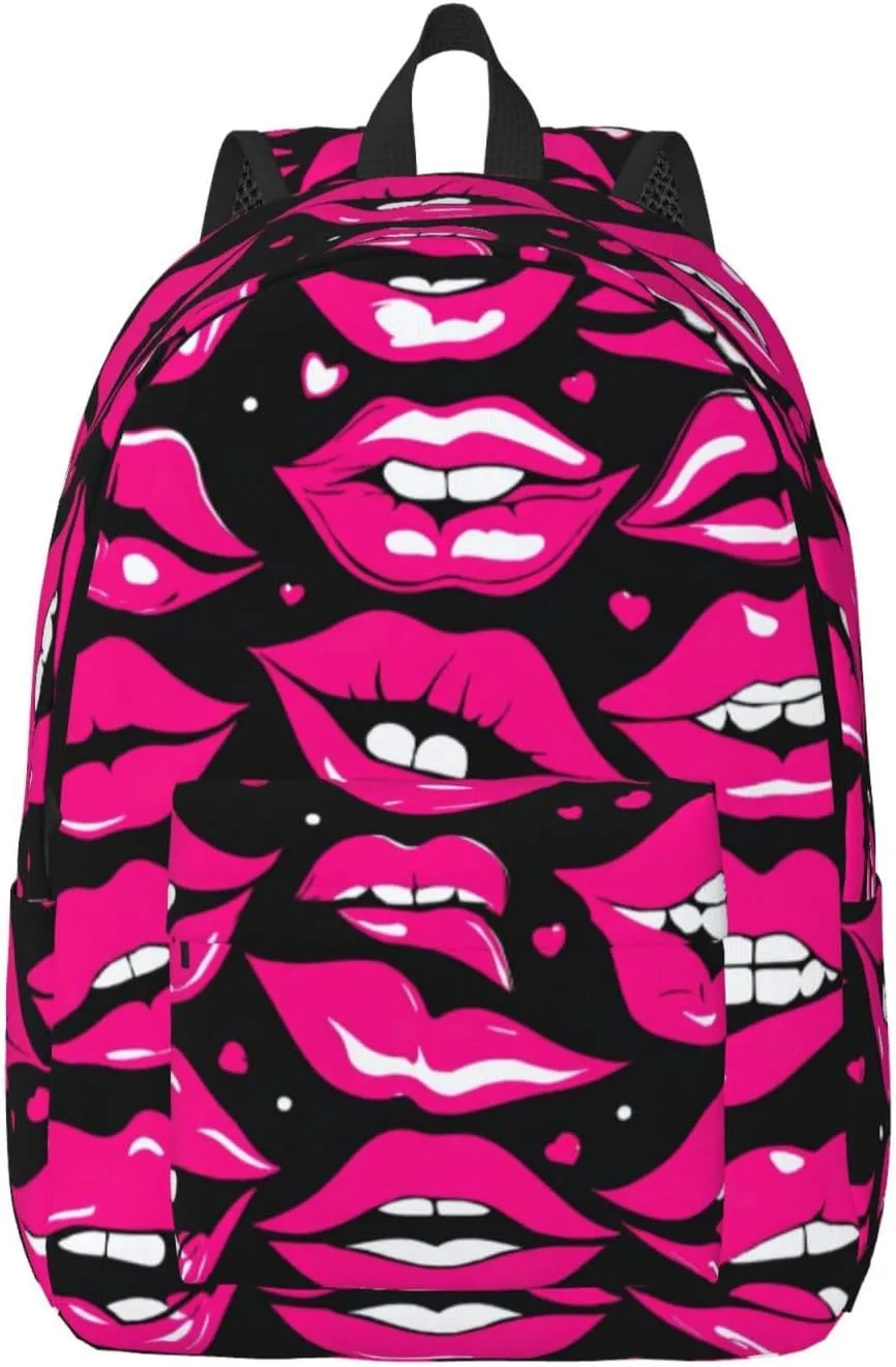 Lips print Duffel Bag, Lightweight Duffel Bag, Casual Backpack, 17.7 x 6.3 x 12.2 inches