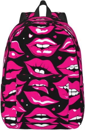 Lips print Duffel Bag, Lightweight Duffel Bag, Casual Backpack, 17.7 x 6.3 x 12.2 inches
