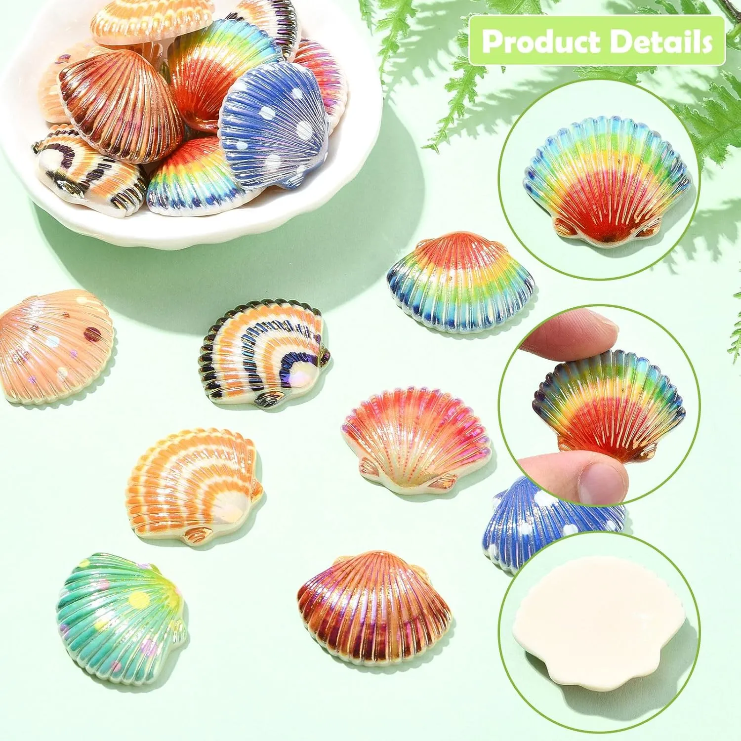 LiQunSweet 40 pcs 8 Colors Shell Theme Resin Cabochons Ocean Sea Beach Animal Flatback Charms for DIY Jewelry Embellishment Craft Phone Bag Shoes