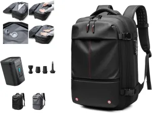 Litex Vacpack Backpack, Vac Pack Backpack, Expandable Backpack With Vacuum Compression, Anti Theft Travel Backpack (Black(With Vacuum))