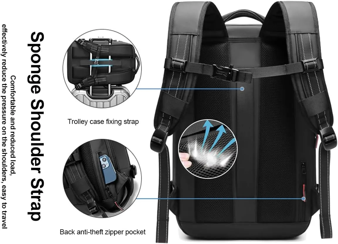 Litex Vacpack Backpack, Vac Pack Backpack, Expandable Backpack With Vacuum Compression, Anti Theft Travel Backpack (Black(With Vacuum))