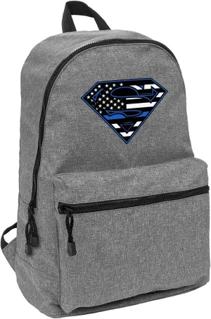 LOGOVISION Superman Thin Blue Line Flag Shield Logo Lightweight Backpack for Work School Daily Use Packable for Travel