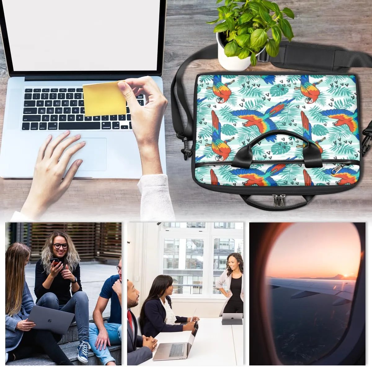 Love Penguin Laptop Bag for Men Women 13-15 Inch Case Bags Sleeve Shoulder with Anti Slip Removable The Pad Straps