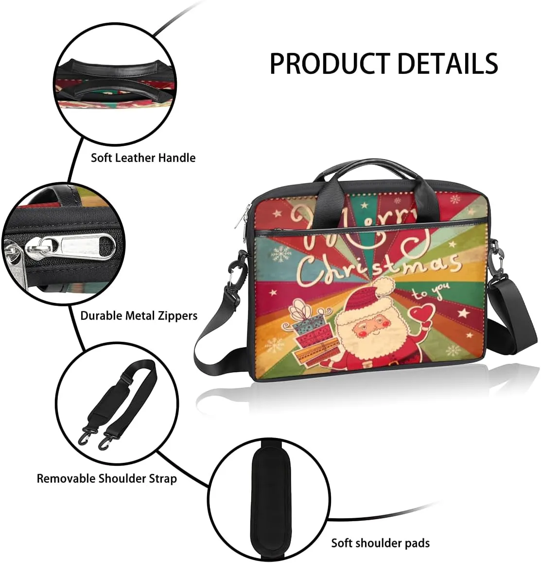 Love Penguin Laptop Bag for Men Women 13-15 Inch Case Bags Sleeve Shoulder with Anti Slip Removable The Pad Straps