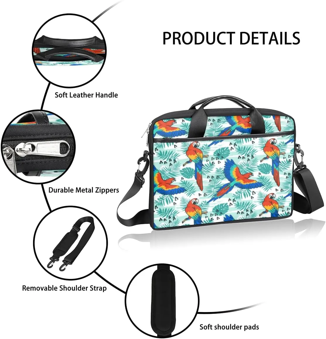Love Penguin Laptop Bag for Men Women 13-15 Inch Case Bags Sleeve Shoulder with Anti Slip Removable The Pad Straps