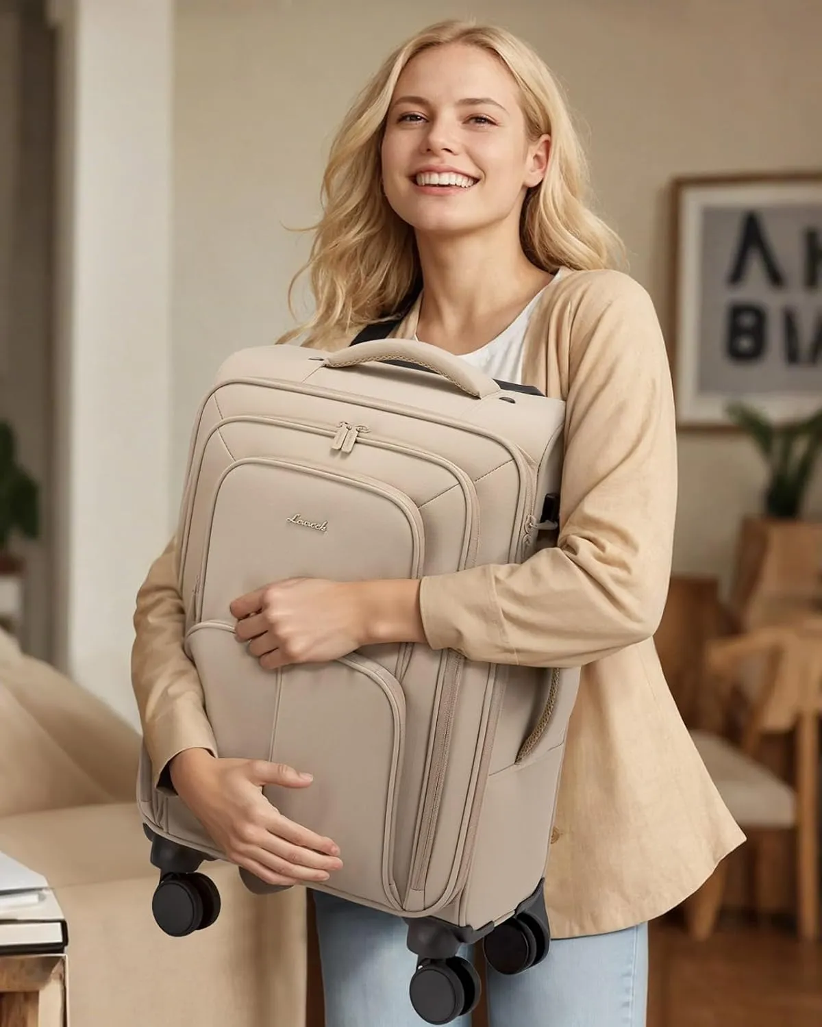LOVEVOOK Carry On Luggage 22x14x9 Airline Approved, 22 Inch Softside Suitcases with Spinner Wheels, Lightweight Carry-on Suitcase with TSA Lock for Women Men, Large Luggage for Travel Business Trip