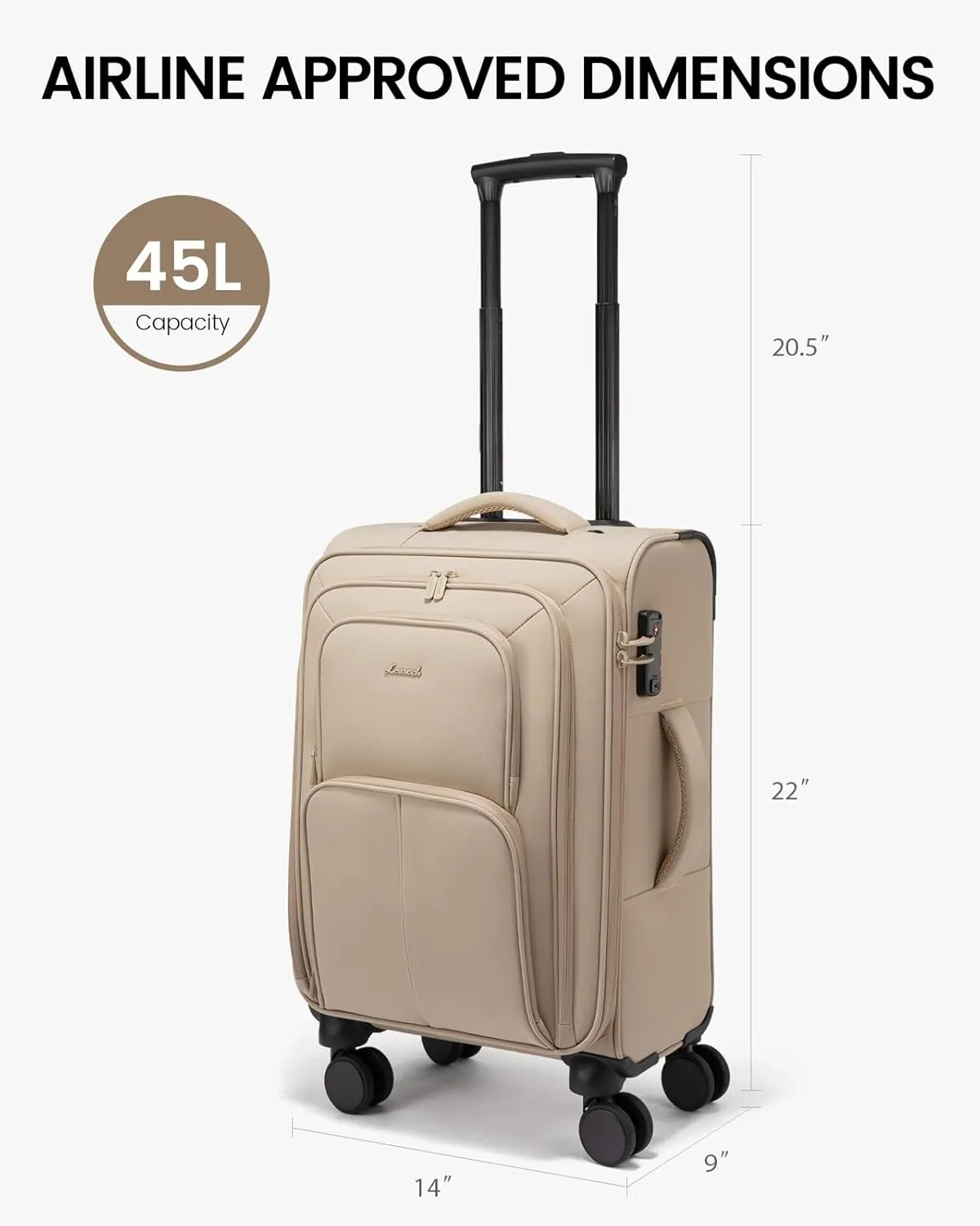 LOVEVOOK Carry On Luggage 22x14x9 Airline Approved, 22 Inch Softside Suitcases with Spinner Wheels, Lightweight Carry-on Suitcase with TSA Lock for Women Men, Large Luggage for Travel Business Trip