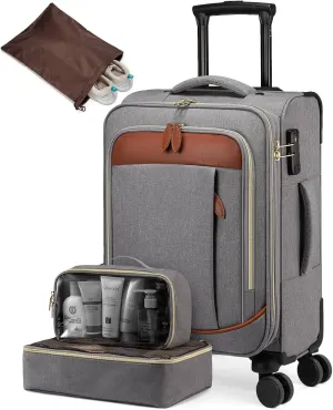 LOVEVOOK Carry on Luggage for Women and Men, Softside Suitcases with Daul Wheels