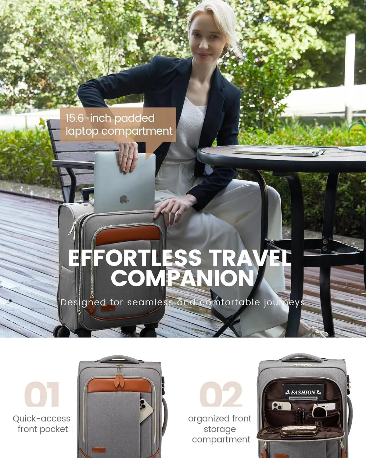 LOVEVOOK Carry on Luggage for Women and Men, Softside Suitcases with Daul Wheels