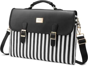 LOVEVOOK Computer Bag Laptop Bag for Women Cute Laptop Messenger Bag for Work College, Slim-Black, 15.6-Inch