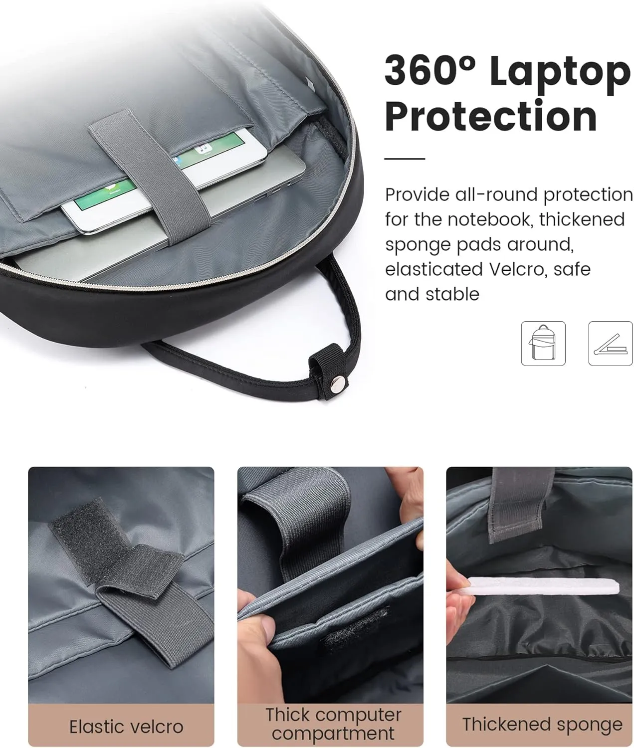 LOVEVOOK Laptop Backpack for Women, 17.3 Inch, Water Resistant, Lightweight, USB Charging, Quilted Commuter Backpack, Black