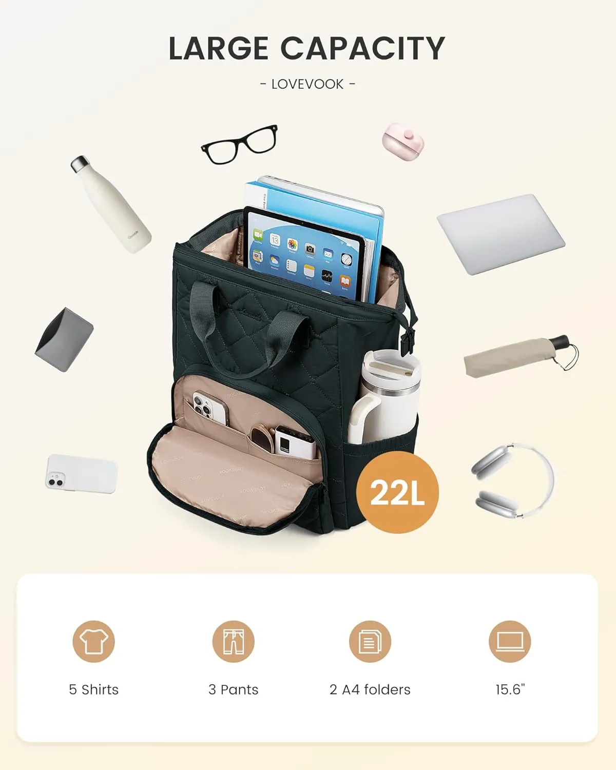 LOVEVOOK Laptop Backpack for Women, Puffer Quilted Computer Bag for Travel Work Business, Casual Daypack for Teacher Nurse,15.6 Inch, Cyan