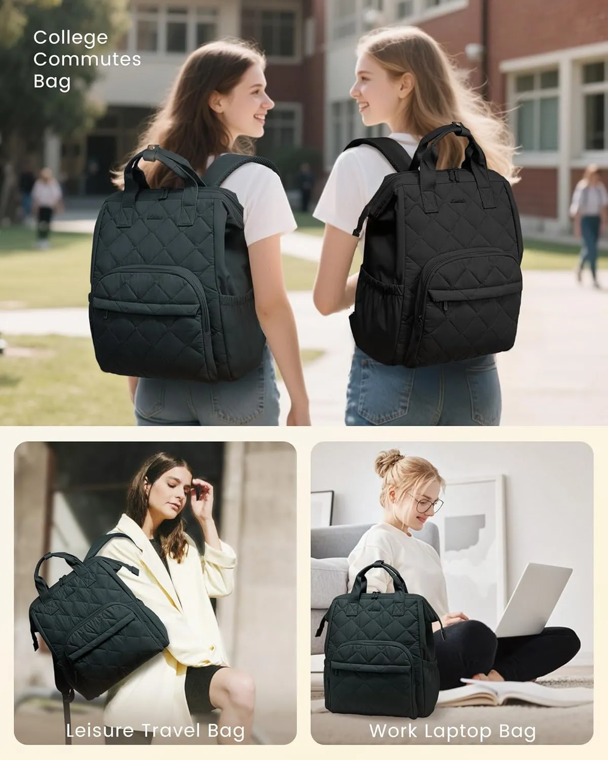 LOVEVOOK Laptop Backpack for Women, Puffer Quilted Computer Bag for Travel Work Business, Casual Daypack for Teacher Nurse,15.6 Inch, Cyan