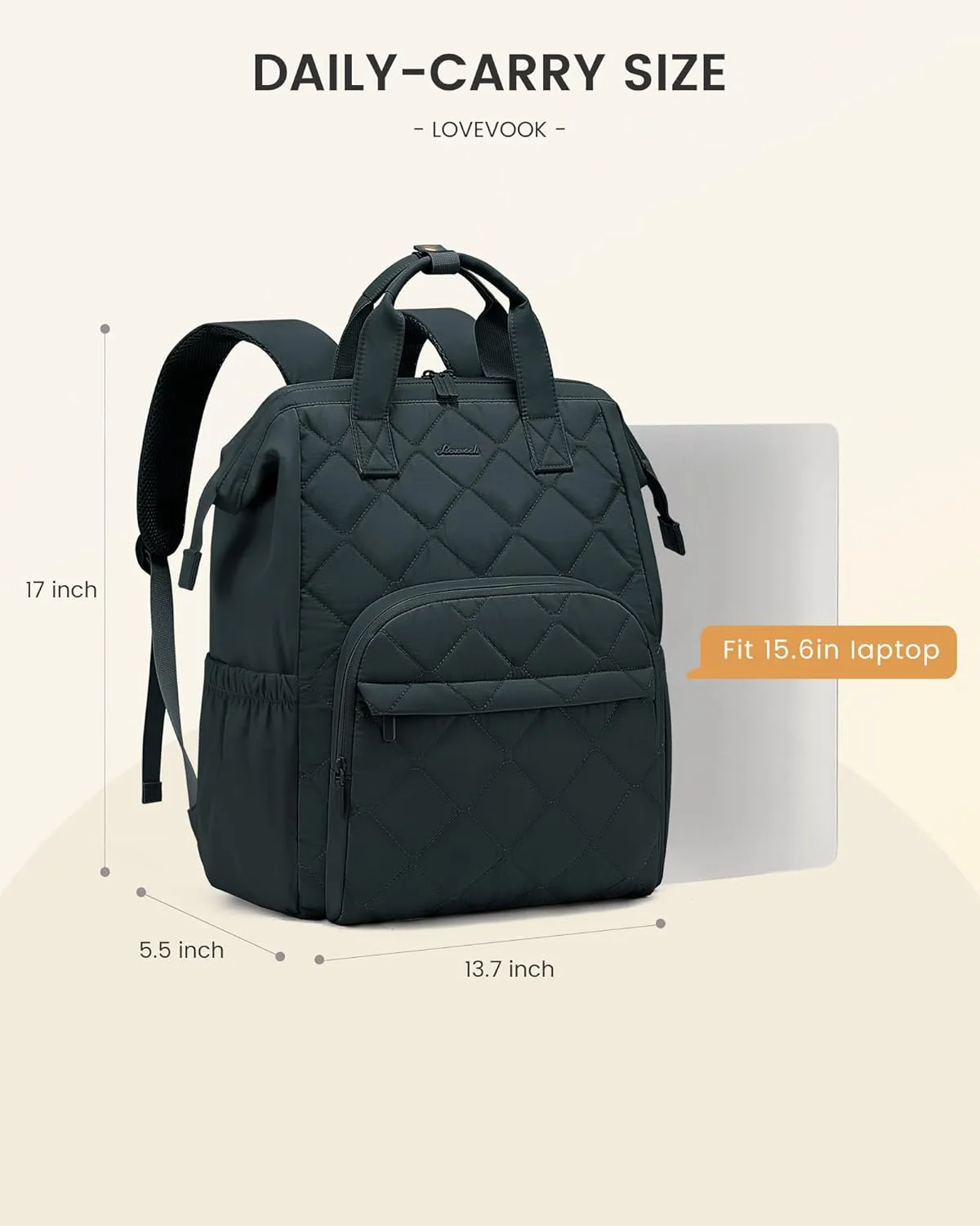 LOVEVOOK Laptop Backpack for Women, Puffer Quilted Computer Bag for Travel Work Business, Casual Daypack for Teacher Nurse,15.6 Inch, Cyan