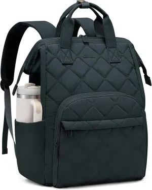 LOVEVOOK Laptop Backpack for Women, Puffer Quilted Computer Bag for Travel Work Business, Casual Daypack for Teacher Nurse,15.6 Inch, Cyan
