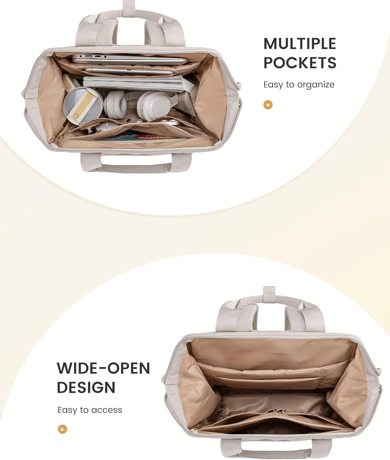 LOVEVOOK Laptop Backpack for Women, Puffer Quilted Computer Bag for Travel Work Business, Casual Daypack for Teacher Nurse,15.6 Inch, Greige