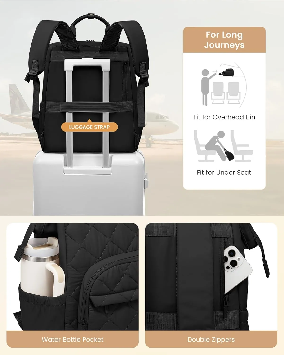 LOVEVOOK Laptop Backpack for Women, Puffer Quilted Computer Bag for Travel Work Business, Casual Daypack for Teacher Nurse,17.3 Inch, Black