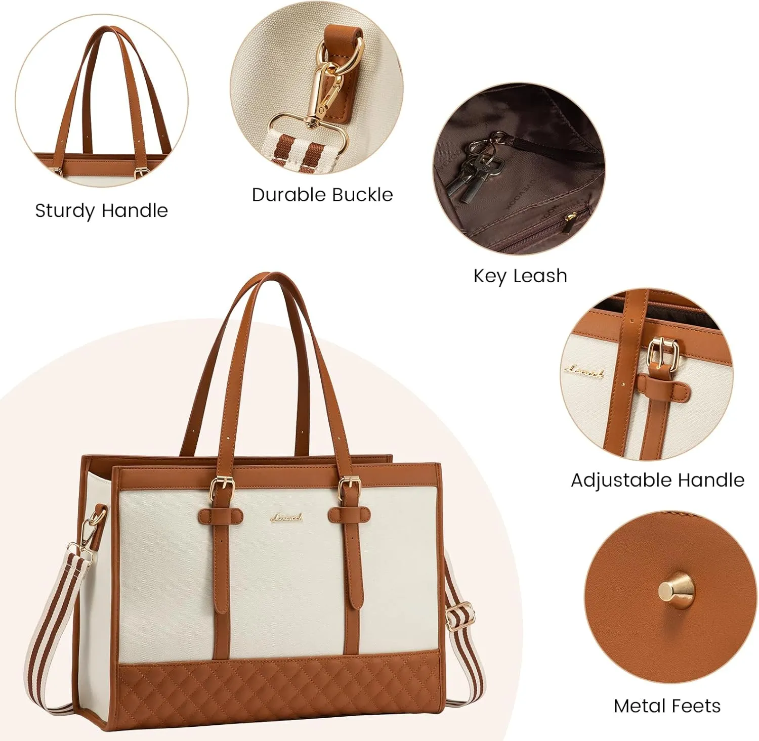 LOVEVOOK Laptop Bag for Women 15.6 inch Canvas Laptop Tote Bag, Large Capacity Work Bag with Clutch Purse, Computer Bag Office Business Briefcase, Casual Handbag for Travel College Teacher School