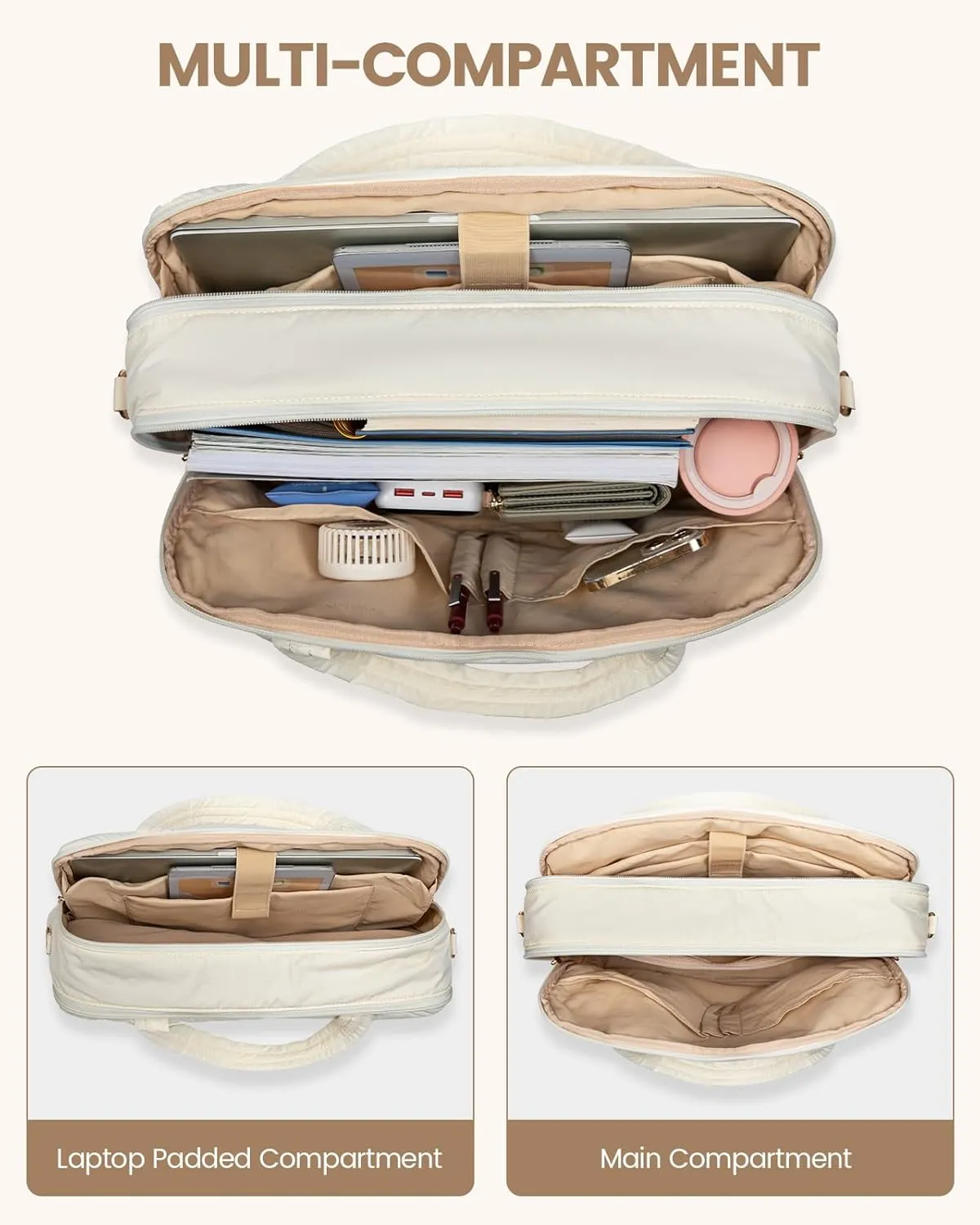 LOVEVOOK Laptop Bag For Women, 17.3 Inch Puffer Laptop Briefcase, Lightweight Work Bussiness Messenger Bag, Large Computer Shoulder Bag, Office, Travel, College, Teacher