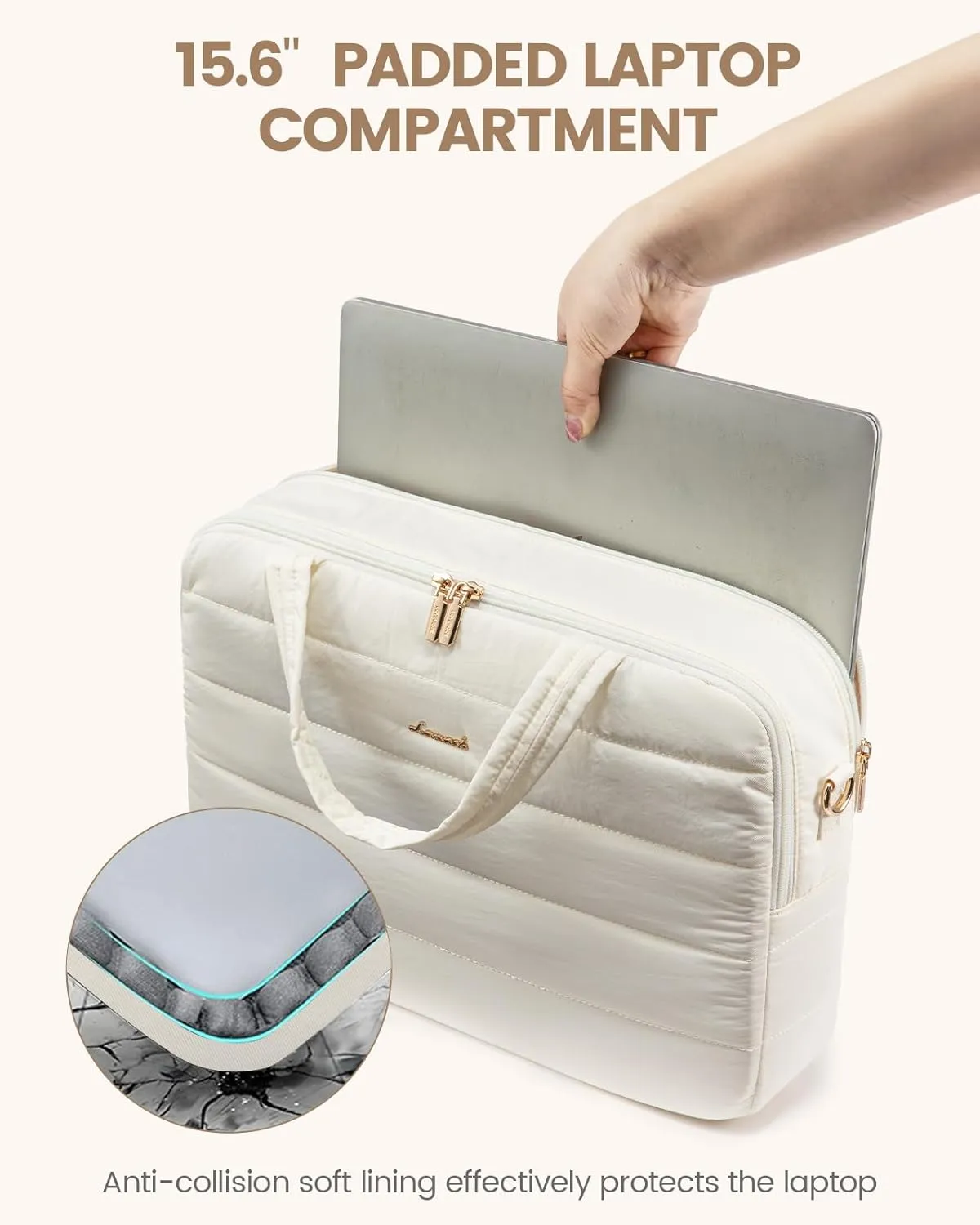 LOVEVOOK Laptop Bag For Women, 17.3 Inch Puffer Laptop Briefcase, Lightweight Work Bussiness Messenger Bag, Large Computer Shoulder Bag, Office, Travel, College, Teacher
