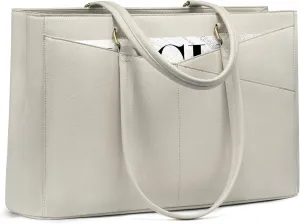 LOVEVOOK Laptop Tote Bag for Women, 15.6 Inch, Vintage Leather Work Bag, Waterproof Business Briefcase
