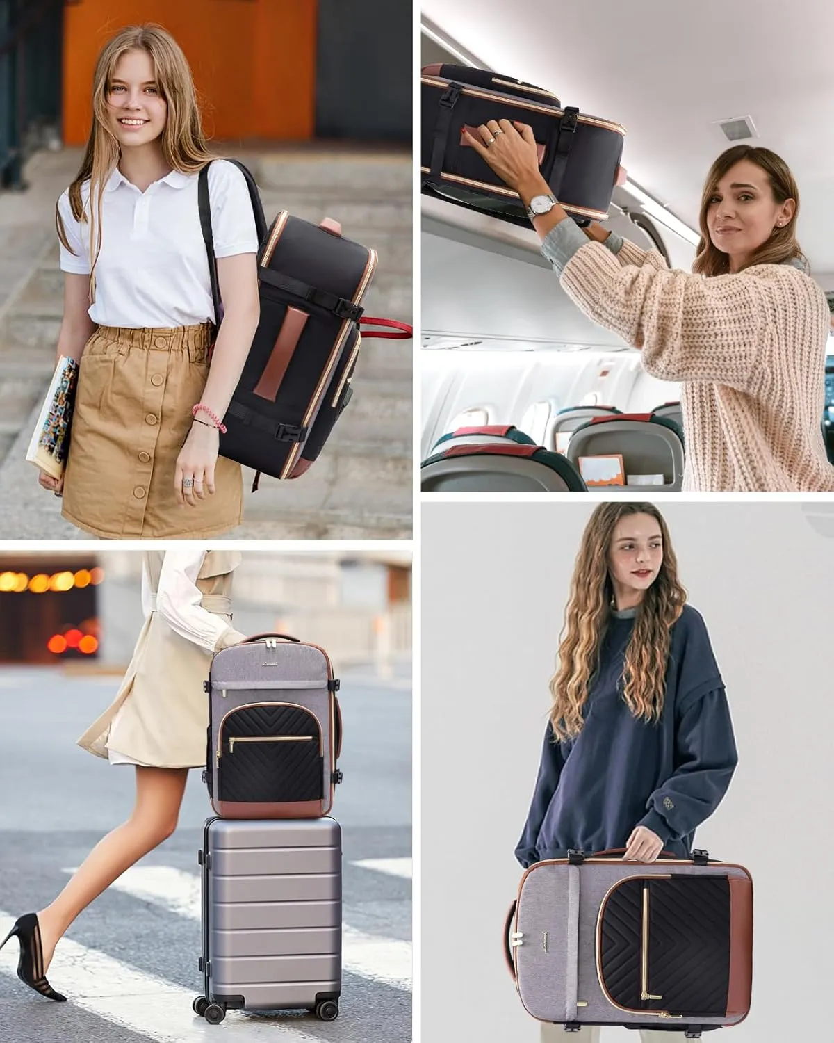 LOVEVOOK Travel Backpack for Women,40L Carry On Backpack for Airplanes,17.3 Inch Laptop Personal Item Travel Bag