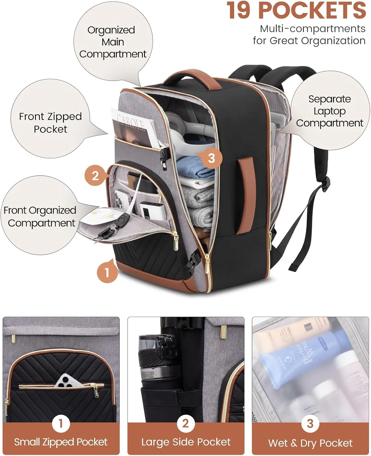 LOVEVOOK Travel Backpack for Women,40L Carry On Backpack for Airplanes,17.3 Inch Laptop Personal Item Travel Bag