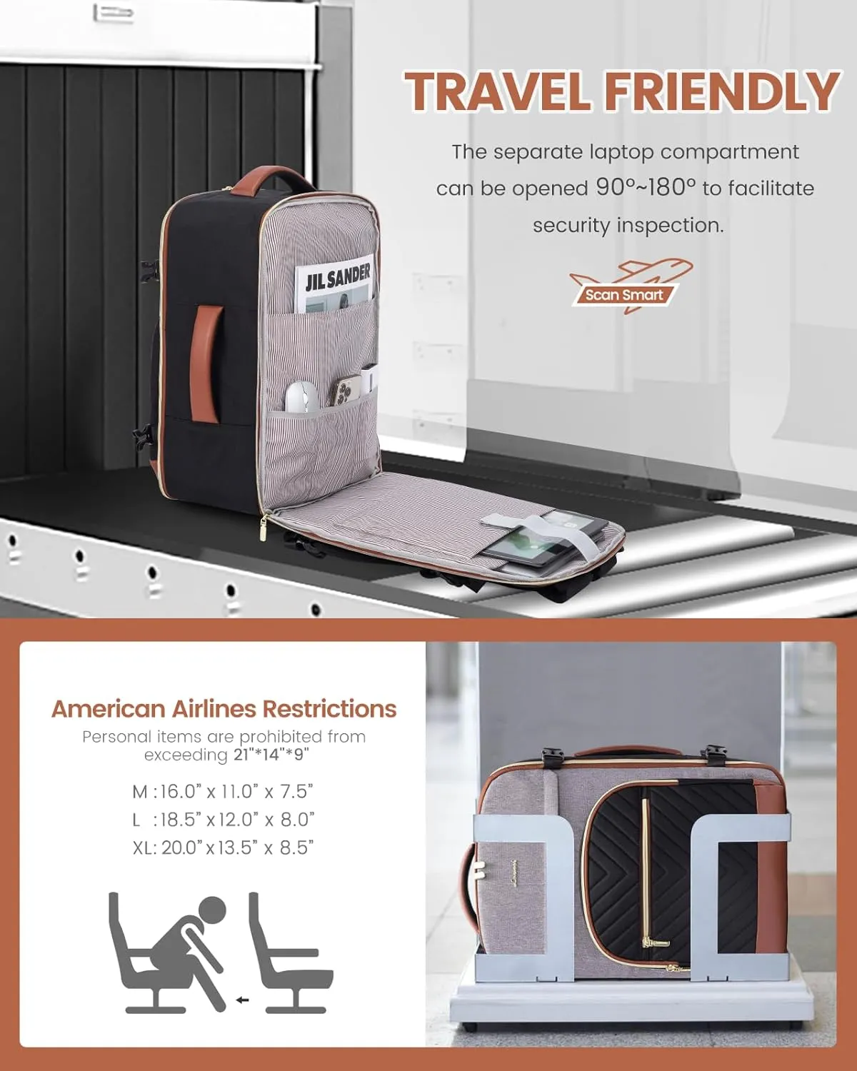 LOVEVOOK Travel Backpack for Women,40L Carry On Backpack for Airplanes,17.3 Inch Laptop Personal Item Travel Bag