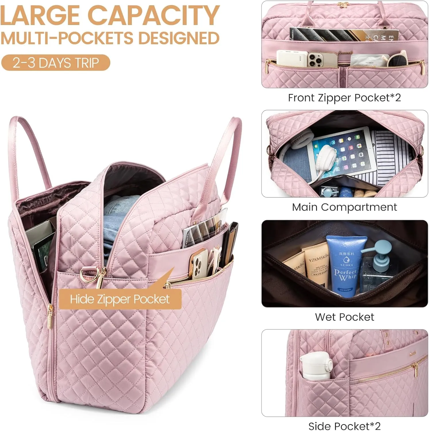 LOVEVOOK Travel Duffle Bag - Weekender, Carry On Overnight, Gym Duffel with Laptop Compartment & Wet Pocket, Hospital Bag