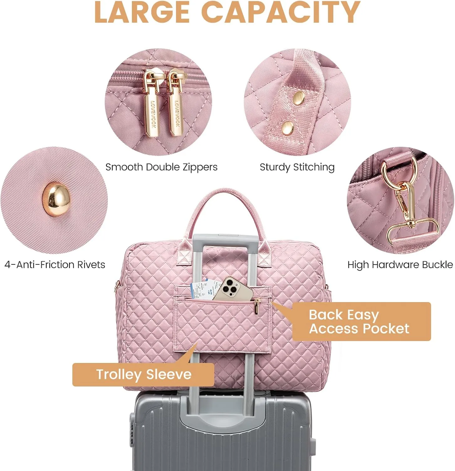LOVEVOOK Travel Duffle Bag - Weekender, Carry On Overnight, Gym Duffel with Laptop Compartment & Wet Pocket, Hospital Bag