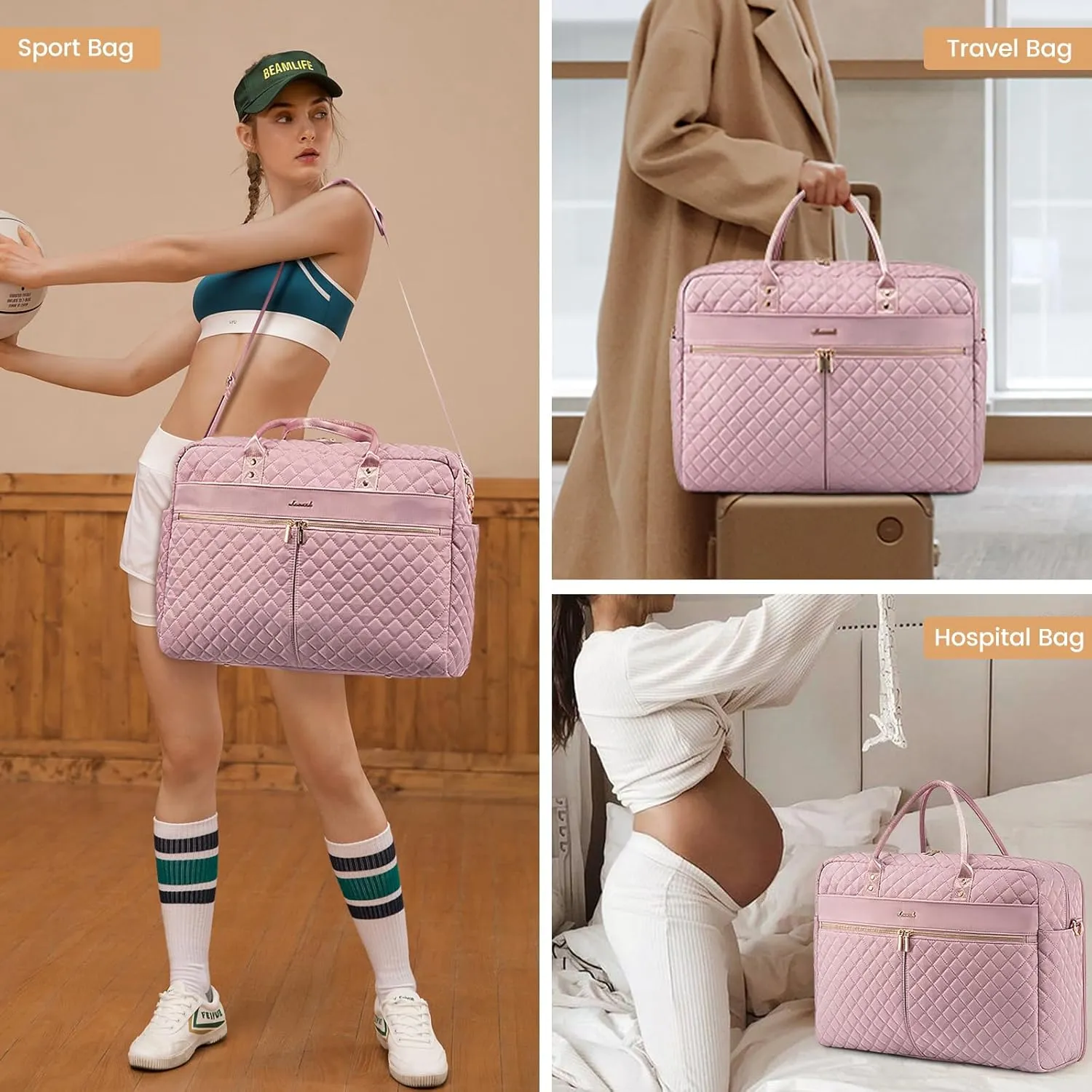 LOVEVOOK Travel Duffle Bag - Weekender, Carry On Overnight, Gym Duffel with Laptop Compartment & Wet Pocket, Hospital Bag