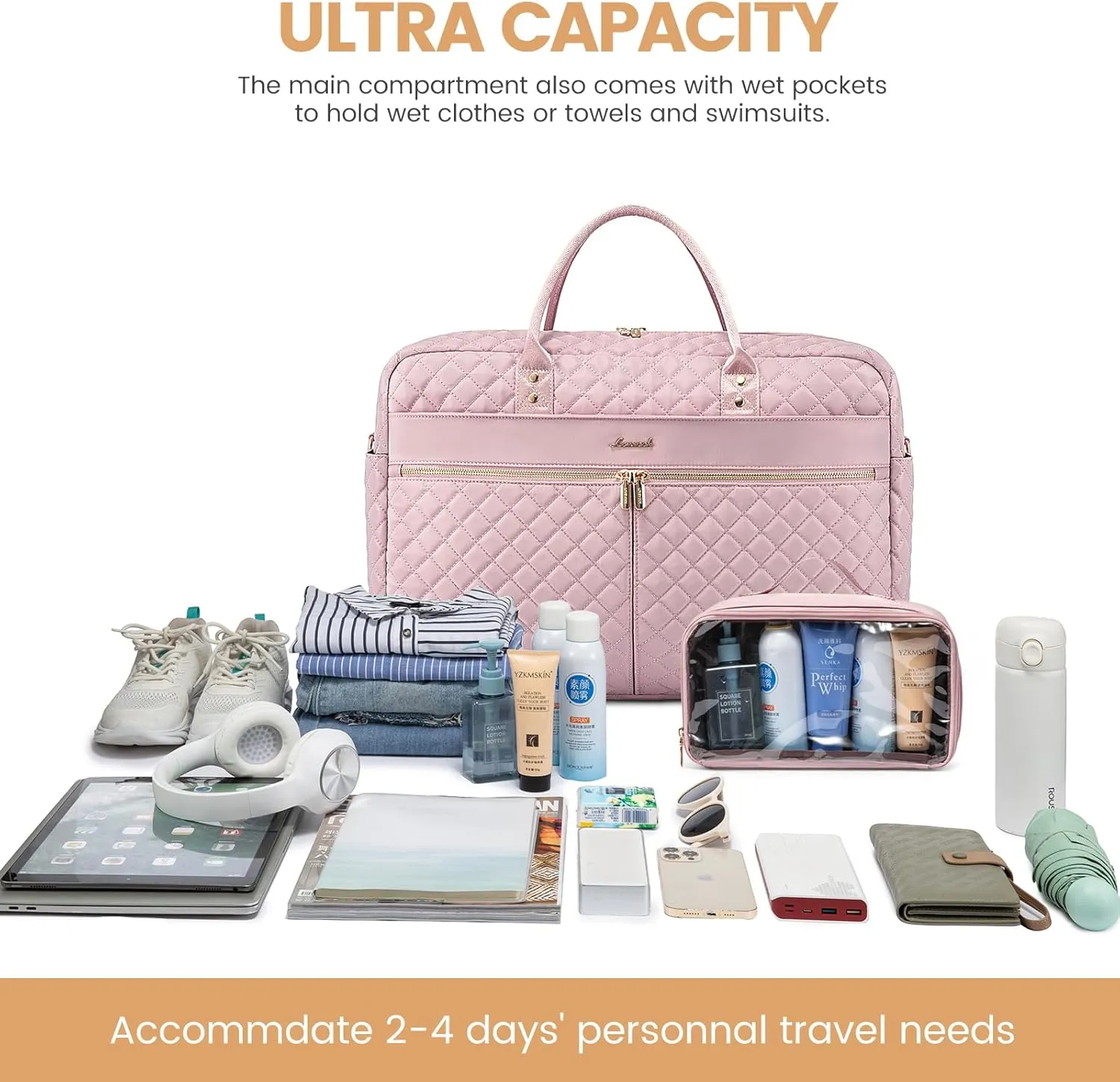 LOVEVOOK Travel Duffle Bag - Weekender, Carry On Overnight, Gym Duffel with Laptop Compartment & Wet Pocket, Hospital Bag