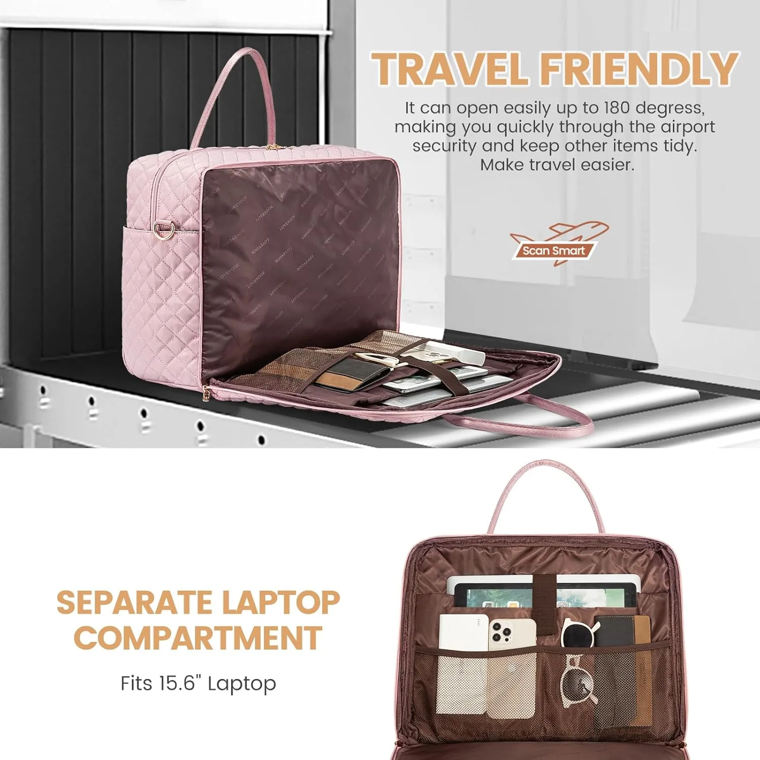 LOVEVOOK Travel Duffle Bag - Weekender, Carry On Overnight, Gym Duffel with Laptop Compartment & Wet Pocket, Hospital Bag