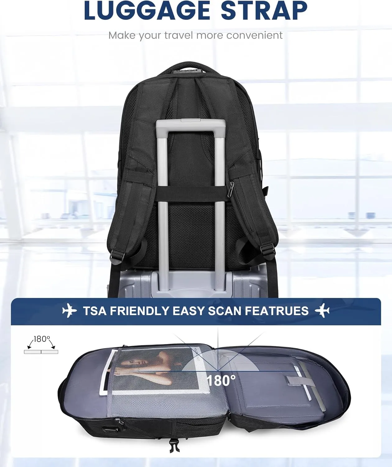 LOVEVOOK Travel Laptop Backpack Waterproof Anti Theft Backpack with Lock and USB Charging Port Large Computer Business Backpack for Men College Backpack (17 inch,Black-1