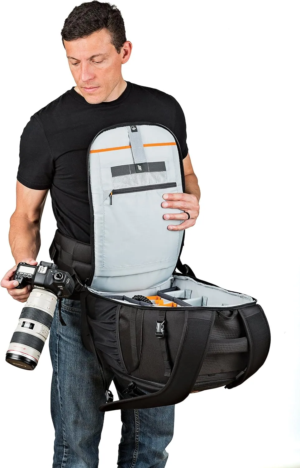Lowepro LP37131, Flipside 500 AW II Camera Backpack, Fits Mirrorless, Compact Drone, DSLR with Lens, Extra Lenses, Black