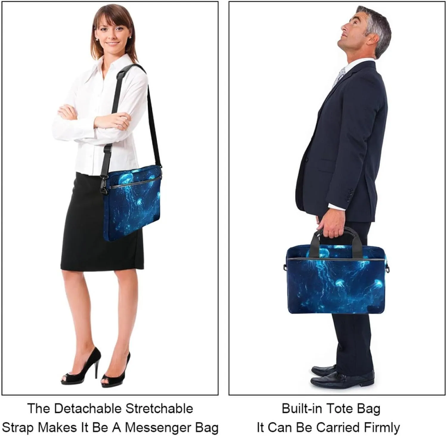 Luck Green 4 Leaf Clover Background Laptop Bag Case Computer Sleeve Shoulder Messenger Bag for Work School