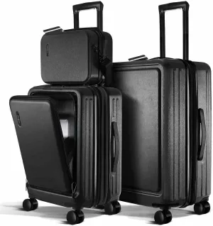 Luggage Sets 2 Piece, 22 Inch Carry on Luggage and 24 Inch Suitcases with Wheels Spinner, Durable Hard Shell Suitcase Set, Expandable Travel Suitcase, Black