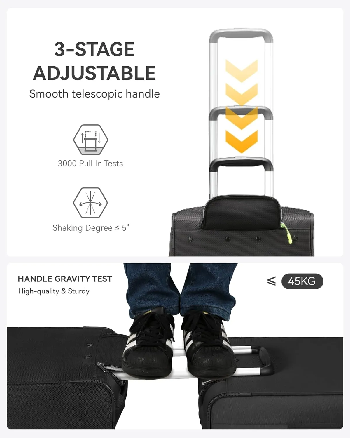 LUGGEX Soft Sided Expandable Carry On Luggage, 20 Inch Suitcases with Spinner Wheels, Lightweight Luggage Rolling Suitcase for Travel, Business (Blue)