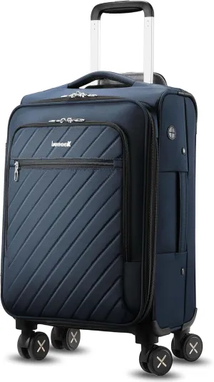 LUGGEX Soft Sided Expandable Carry On Luggage, 20 Inch Suitcases with Spinner Wheels, Lightweight Luggage Rolling Suitcase for Travel, Business (Blue)