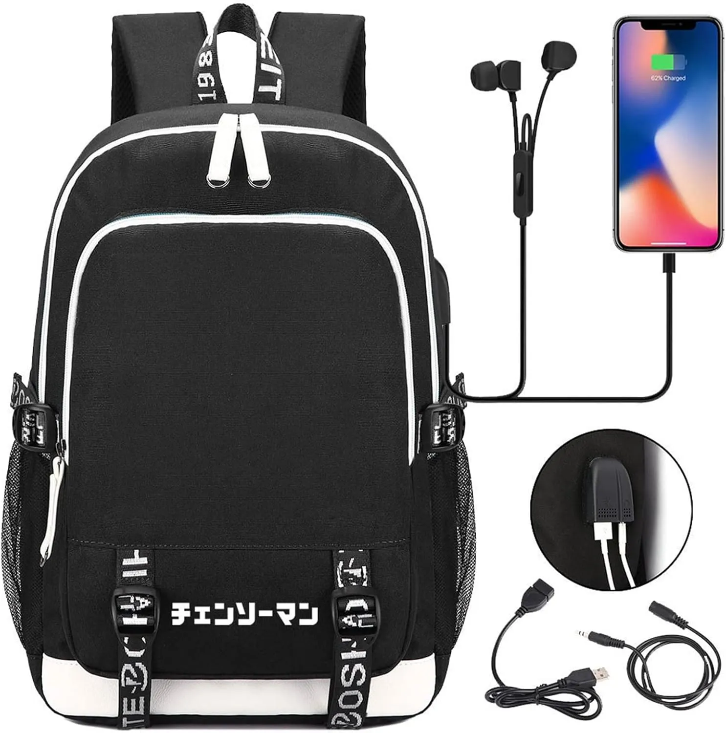 Luminous Anime OverLord Backpack Albedo Daypack Laptop Bag Student Bag Rucksack School Bag with USB port 1