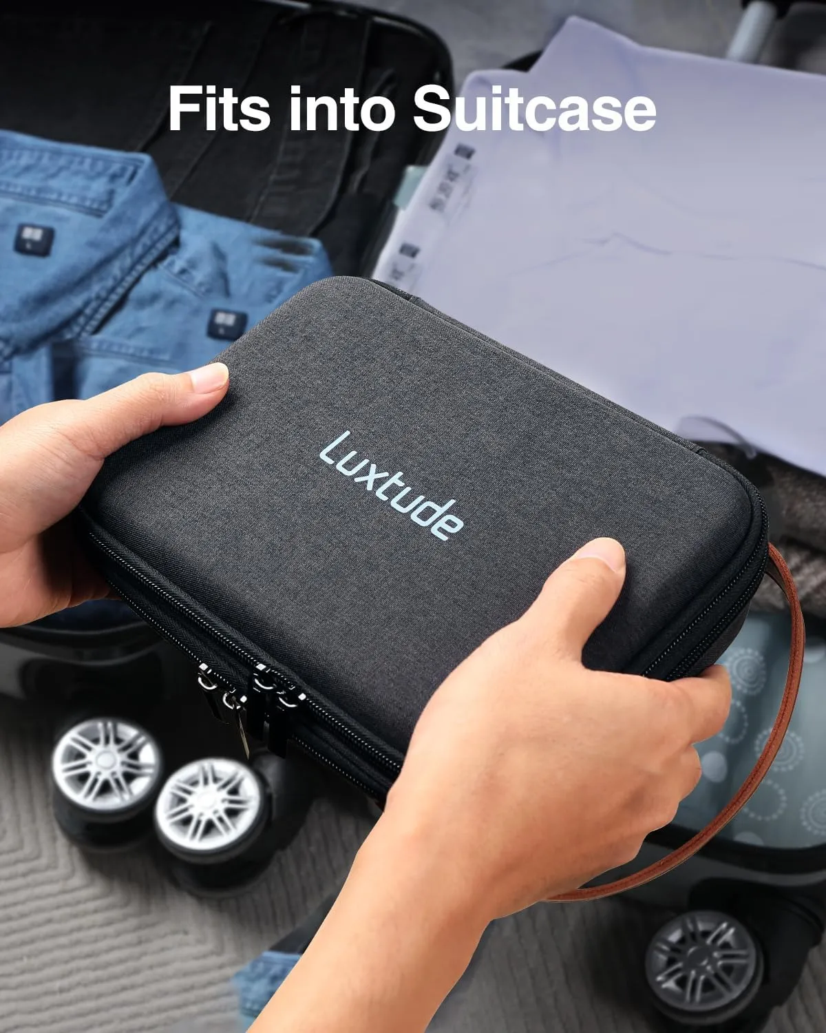 Luxtude Tech Organizer Travel Case, Portable Electronics Organizers, Hard Case for Electronics, Black Tech Bag, Charger Cases, Carrying Cases for iPad Mini (Up to 7.9’’), Mouse, Charger