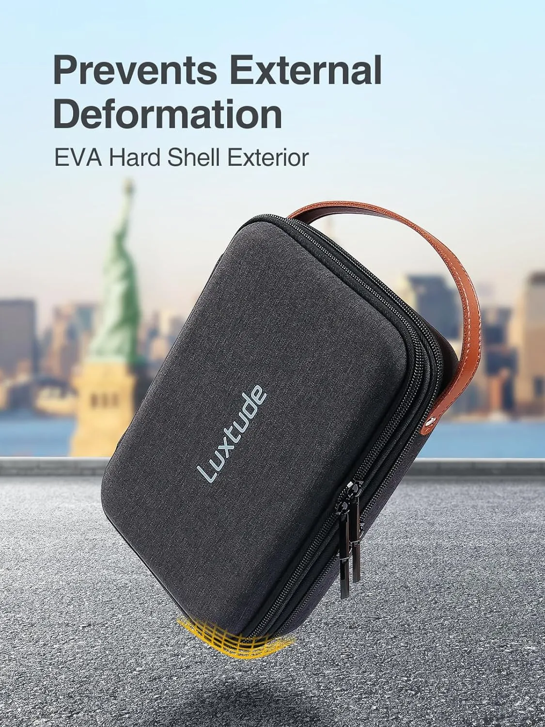 Luxtude Tech Organizer Travel Case, Portable Electronics Organizers, Hard Case for Electronics, Black Tech Bag, Charger Cases, Carrying Cases for iPad Mini (Up to 7.9’’), Mouse, Charger