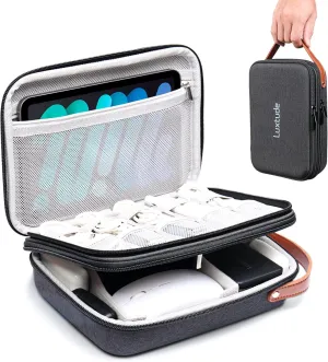 Luxtude Tech Organizer Travel Case, Portable Electronics Organizers, Hard Case for Electronics, Black Tech Bag, Charger Cases, Carrying Cases for iPad Mini (Up to 7.9’’), Mouse, Charger