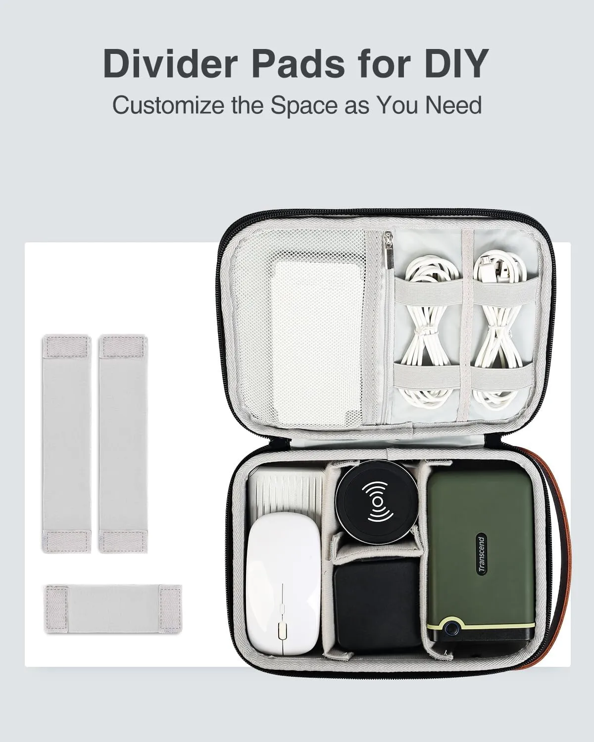 Luxtude Tech Organizer Travel Case, Portable Electronics Organizers, Hard Case for Electronics, Black Tech Bag, Charger Cases, Carrying Cases for iPad Mini (Up to 7.9’’), Mouse, Charger