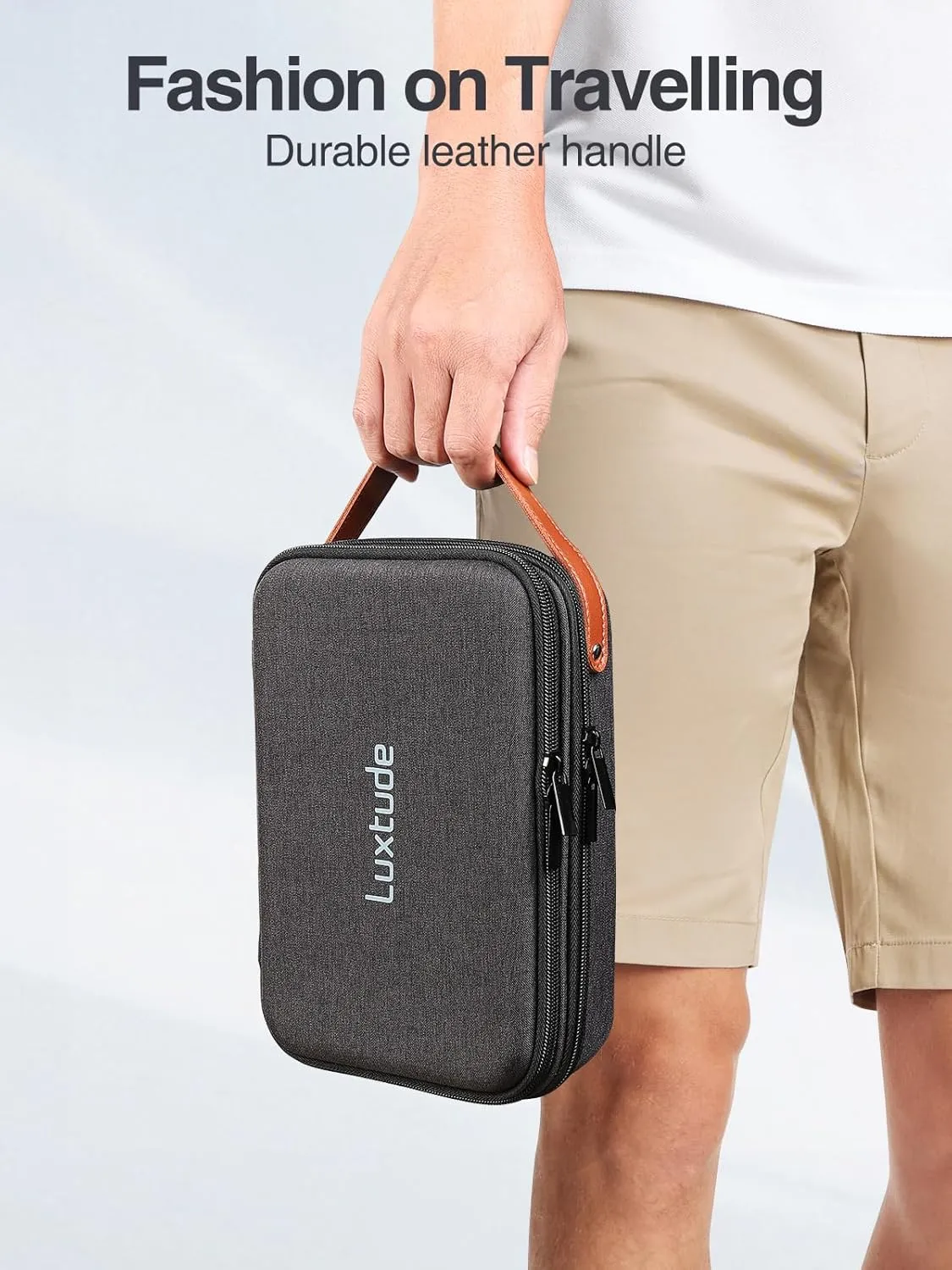 Luxtude Tech Organizer Travel Case, Portable Electronics Organizers, Hard Case for Electronics, Black Tech Bag, Charger Cases, Carrying Cases for iPad Mini (Up to 7.9’’), Mouse, Charger
