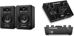 M-Audio BX4BT 4.5" Studio Monitors & PC Speakers with Bluetooth for Recording and Multimedia & AIR 192x4 USB C Audio Interface for Recording, Podcasting