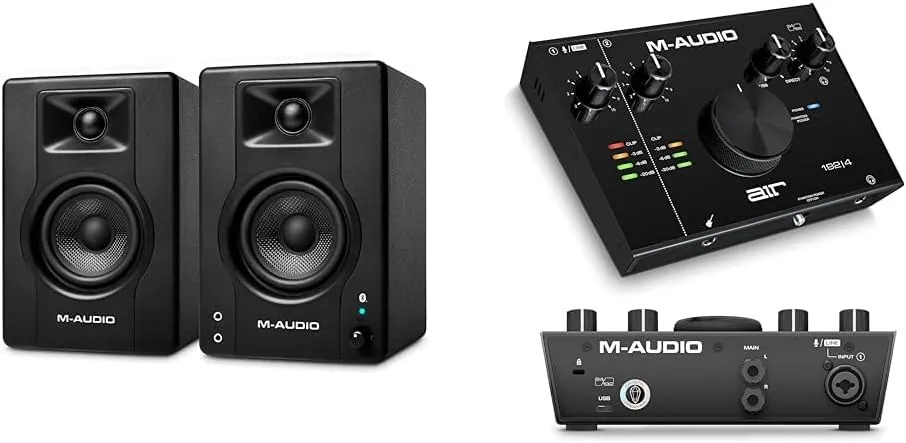 M-Audio BX4BT 4.5" Studio Monitors & PC Speakers with Bluetooth for Recording and Multimedia & AIR 192x4 USB C Audio Interface for Recording, Podcasting
